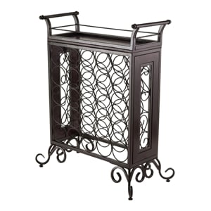 Pemberly Row Transitional Wood/Metal Wine Rack with Removable Tray in Bronze