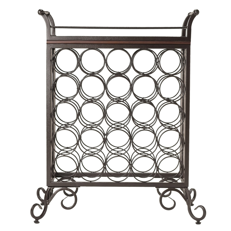 Pemberly Row Transitional Wood/Metal Wine Rack with Removable Tray in Bronze