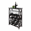 Pemberly Row Transitional Solid Wood Wine Rack with Glass Racks in Espresso