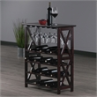 Pemberly Row Transitional Solid Wood Wine Rack with Glass Racks in Espresso