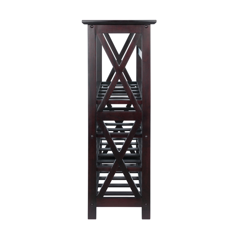 Pemberly Row Transitional Solid Wood Wine Rack with Glass Racks in Espresso
