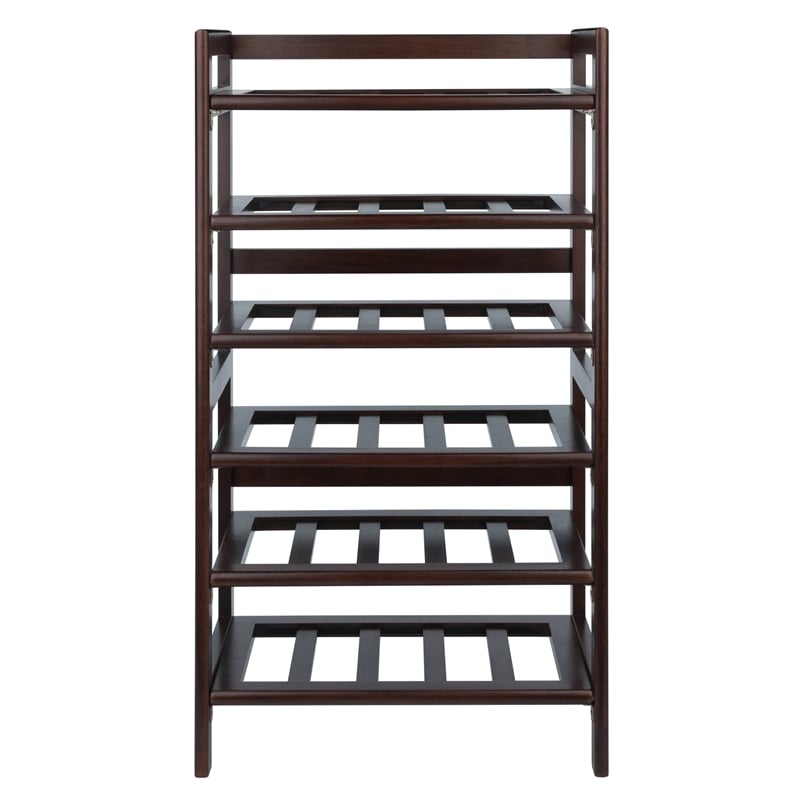 Pemberly Row 6-Tier Transitional Solid Wood Wine Rack in Antique Walnut