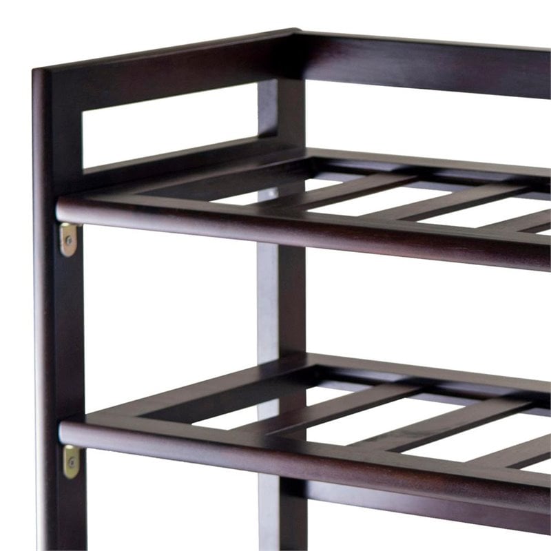 Pemberly Row 6-Tier Transitional Solid Wood Wine Rack in Antique Walnut