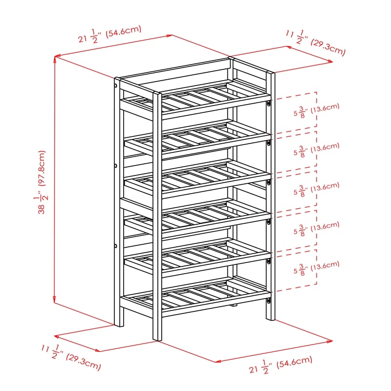 Pemberly Row 6-Tier Transitional Solid Wood Wine Rack in Antique Walnut