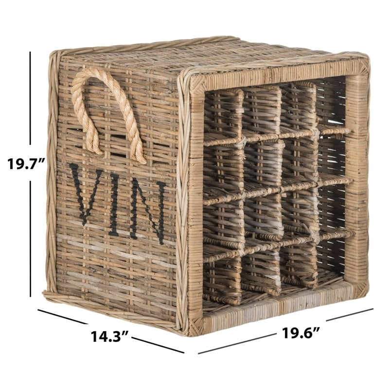 Pemberly Row Contemporary 16 Bottle Rattan Wicker Wine Rack in Black