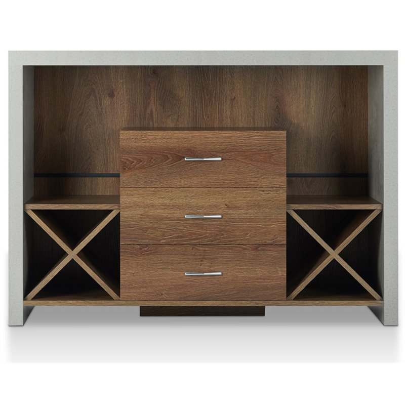 Pemberly Row Wood Multi-Storage Buffet Server in Distressed Walnut