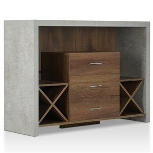 Pemberly Row Wood Multi-Storage Buffet Server in Distressed Walnut