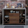 Pemberly Row Wood Multi-Storage Buffet Server in Distressed Walnut