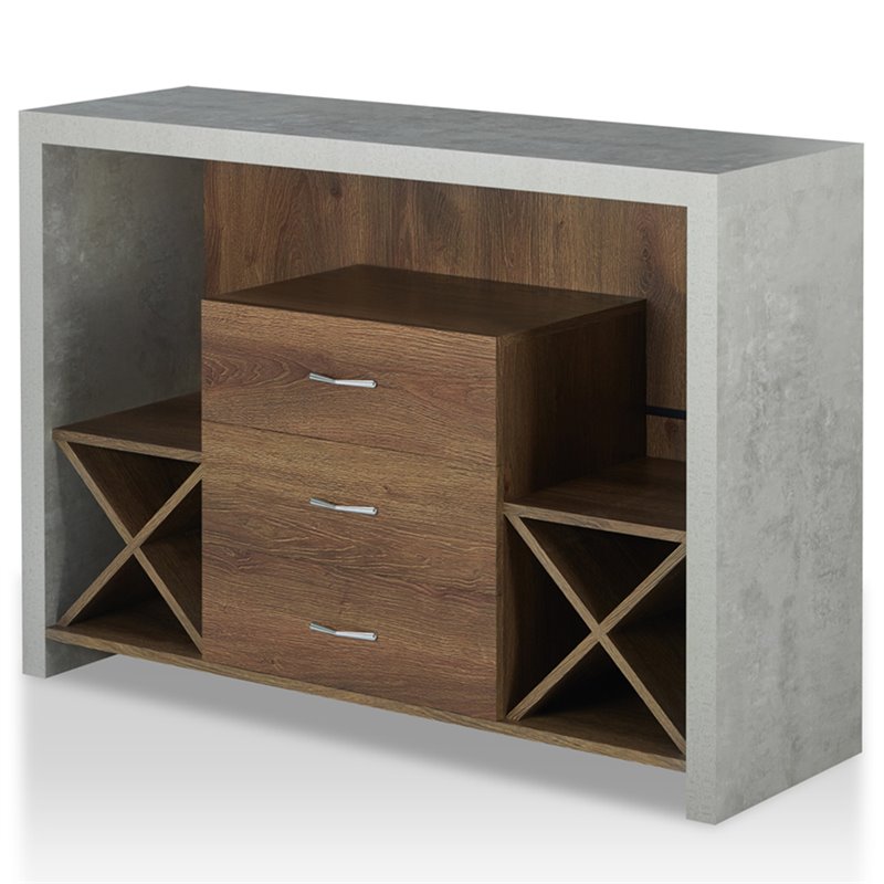 Pemberly Row Wood Multi-Storage Buffet Server in Distressed Walnut