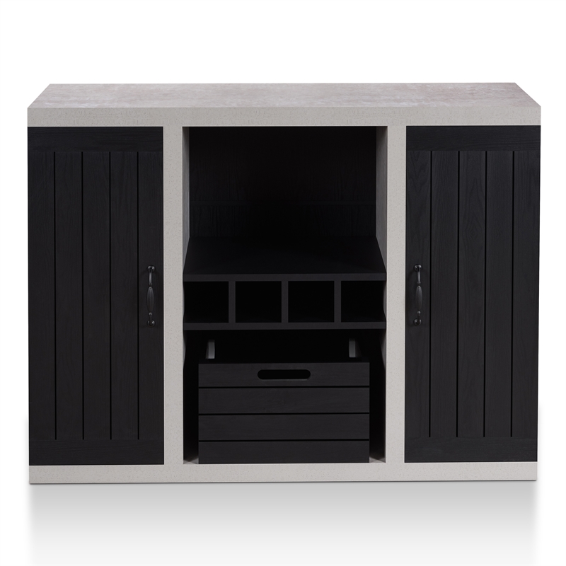 Pemberly Row Modern Industrial Wood Multi-Storage Buffet in Black