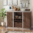 Pemberly Row ModernIndustrial Wood Multi-Storage Buffet in Walnut
