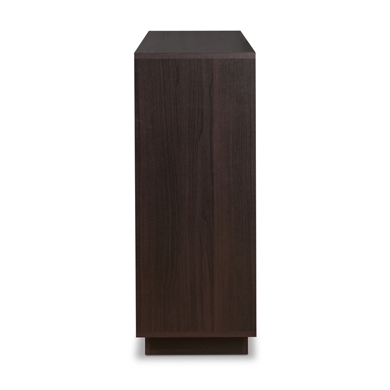 Pemberly Row Rectangular Wood Server with Wine and Stemware Rack in Espresso