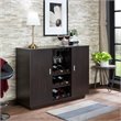Pemberly Row 2-Door Wooden Server with Wine Rack in Espresso
