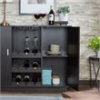 Pemberly Row 2-Door Wooden Server with Wine Rack in Espresso