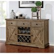 Pemberly Row Farmhouse Rustic Wood Multi-Storage Buffet in Light Oak