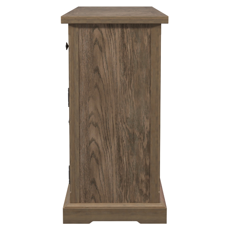 Pemberly Row Farmhouse Rustic Wood Multi-Storage Buffet in Light Oak