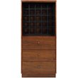 Pemberly Row Engineered Wood Wine Cabinet with 3 Drawers in Walnut