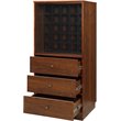 Pemberly Row Engineered Wood Wine Cabinet with 3 Drawers in Walnut
