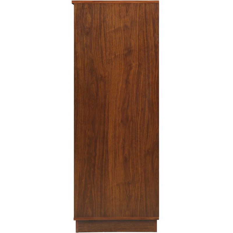 Pemberly Row Engineered Wood Wine Cabinet with 3 Drawers in Walnut