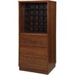 Pemberly Row Engineered Wood Wine Cabinet with 3 Drawers in Walnut