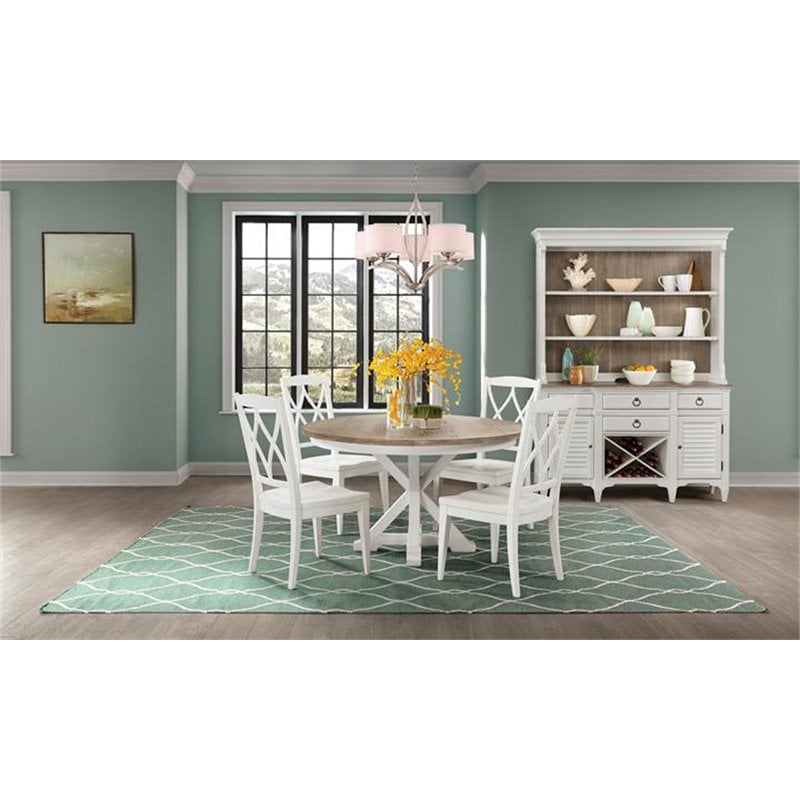 Pemberly Row Wood Wine Rack Buffet in Natural and Paper White