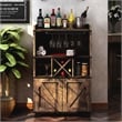 Pemberly Row Modern Farmhouse Wood 4-Bottle Wine Rack in Brown