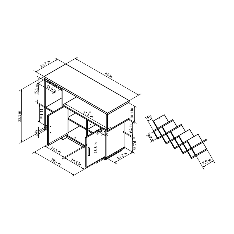 Pemberly Row Contemporary Wood Multi-Storage Buffet Cabinet in Espresso