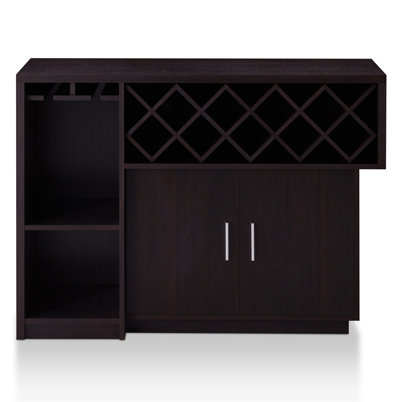 Pemberly Row Contemporary Wood Multi-Storage Buffet Cabinet in Espresso