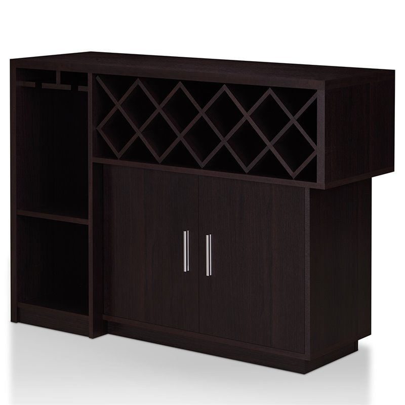 Pemberly Row Contemporary Wood Multi-Storage Buffet Cabinet in Espresso