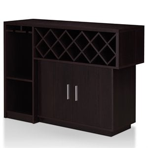 Pemberly Row Contemporary Wood Multi-Storage Buffet Cabinet in Espresso