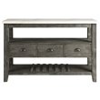 Pemberly Row Marble Top Wine Rack Server in White and Gray Oak