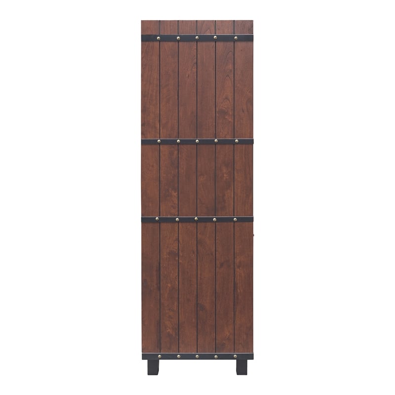 Pemberly Row Farmhouse Wood 4-Bottle Wine Rack in Vintage Walnut