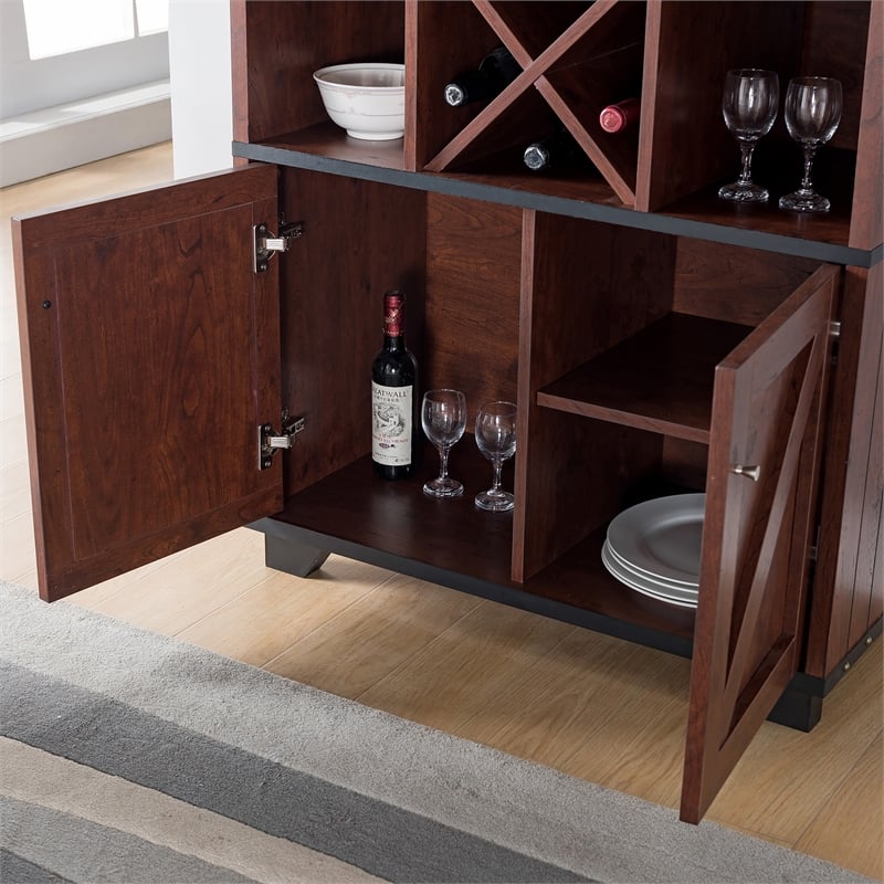 Pemberly Row Farmhouse Wood 4-Bottle Wine Rack in Vintage Walnut