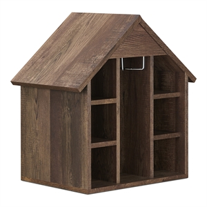 Pemberly Row Rustic Wood 6-Bottle Wine Rack in Reclaimed Oak