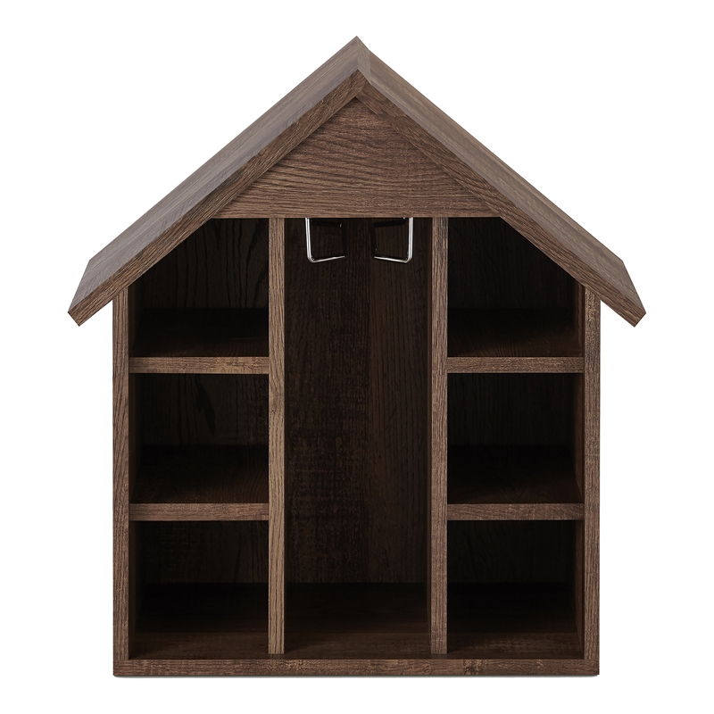 Pemberly Row Rustic Wood 6-Bottle Wine Rack in Reclaimed Oak