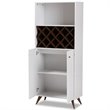 Pemberly Row Mid-Century Wood Wine Cabinet in White and Walnut