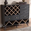 Pemberly Row Mid-Century Wood Wine Cabinet in Dark Grey and Oak