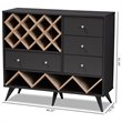 Pemberly Row Mid-Century Wood Wine Cabinet in Dark Grey and Oak
