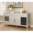 Pemberly Row Wood Dining Buffet Cabinet with Wine Rack in Silver