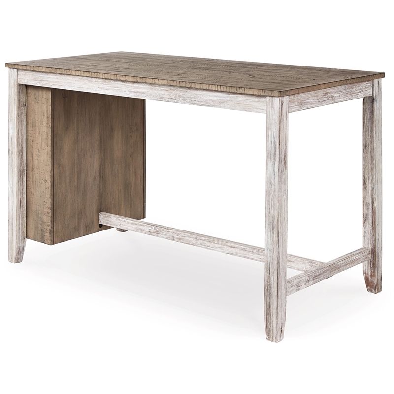Pemberly Row Counter Height Dining Table w/Wine Rack in White/Light Brown