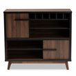 Pemberly Row Walnut Brown and Black Finished Wood Wine Storage Cabinet