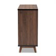 Pemberly Row Walnut Brown and Black Finished Wood Wine Storage Cabinet