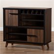 Pemberly Row Walnut Brown and Black Finished Wood Wine Storage Cabinet