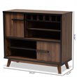 Pemberly Row Walnut Brown and Black Finished Wood Wine Storage Cabinet