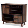 Pemberly Row Walnut Brown and Black Finished Wood Wine Storage Cabinet