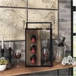 Pemberly Row Industrial Wood 3-Bottle Wine Rack in Reclaimed Oak