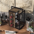 Pemberly Row Industrial Wood 3-Bottle Wine Rack in Reclaimed Oak
