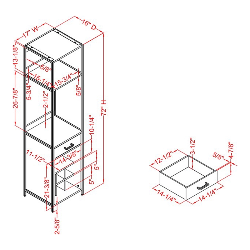 Pemberly Row Contemporary Wood Multi Storage Wine Rack in Gray