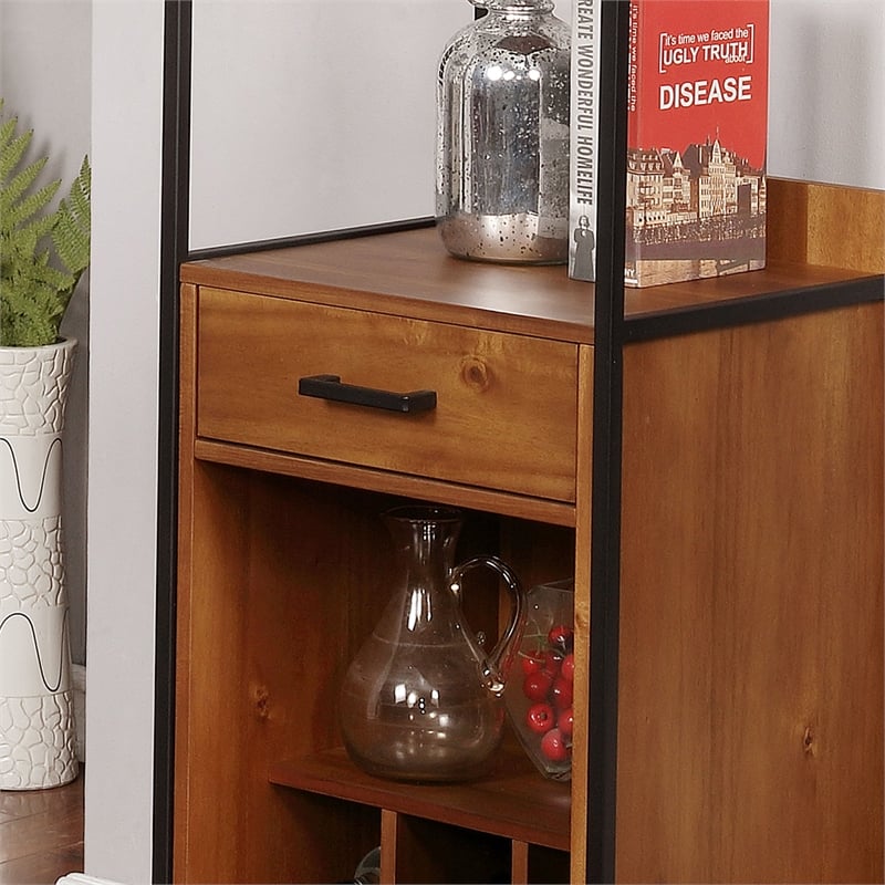 Pemberly Row Contemporary Wood Multi Storage Wine Rack in Natural