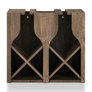 Pemberly Row Wood 8-Bottle Hanging Wine Rack in Reclaimed Oak